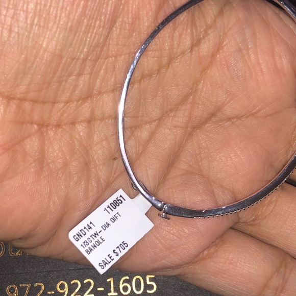 10k white gold vermeil REAL DIAMOND bangle not CZ not moissanite best gift Sale - Picture 8 of 17